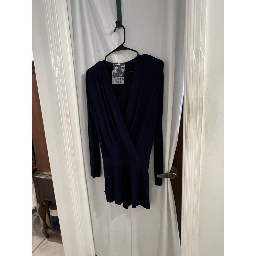 young fabulous broke Navy Blue Howell Surplice V Neck Romper Sz S - Picture 2 of 10